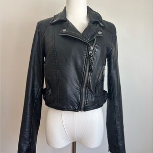 Free People Sleek Black Leather Jacket